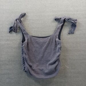 Free People Tank Top Women S Gray Tie Bow Casual Classic Ruched Boho Minimalist